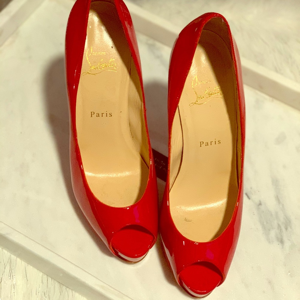 Christian Louboutin Red Peeptoe Shoes